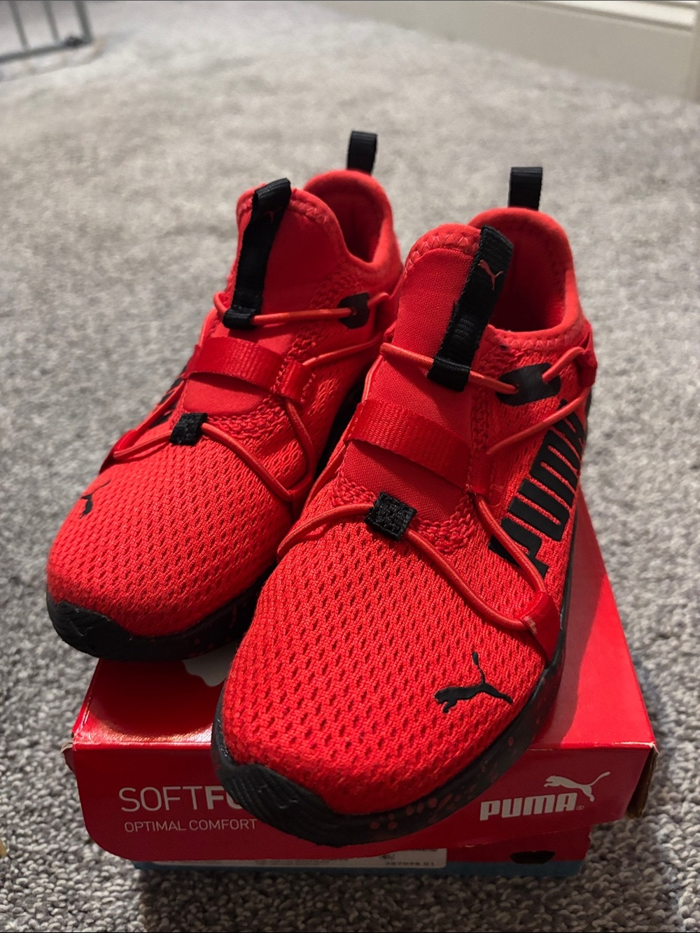Puma Kids Red and Black Slip-On Sneakers